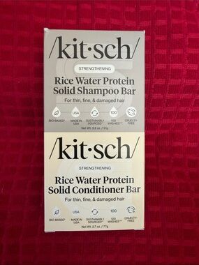 Kitsch Rice Water Protein Solid Shampoo & Conditioner Bars – Beige & Cream